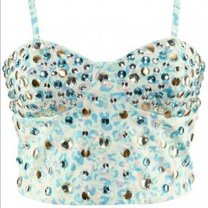 Embellished Leopard Crop Top